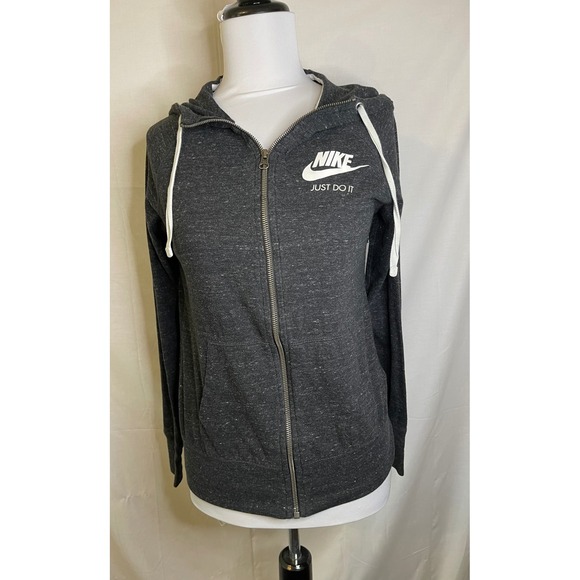 Nike Full Zip Hoodie‎ Just Do It Gray Athleisure Jacket Women's Size S - Picture 1 of 2